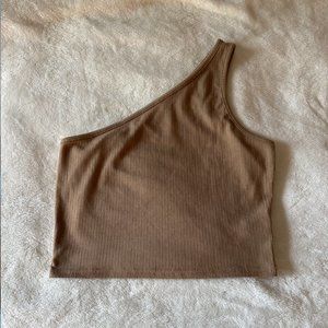 SHEIN One Shoulder Tank Top Tan Brown